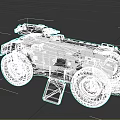 Green Armored Military Vehicle With Open Door Turret And Large Wheels
