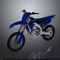 Blue Off Road Motocross Motorcycle With Black Tires And Silver Frame Design