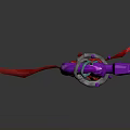 Enchanted Magic Staff With Purple Gems Red Ribbons And Silver Rings