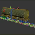 Green SC Logistics Model Tank Car With Ladder On Railway Tracks