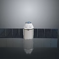 White Spacecraft Module With Solar Panels And Reflective Ground Surface 3d model