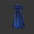 Elegant Vintage Long Dress With Puffed Sleeves And High Neck Design