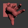 Red Hand Sculpture with Red Base Modern Decorative Home Living Ornament