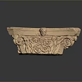 Intricate Architectural Stone Sculpture Carving With Detailed Patterns And Light Brown Texture