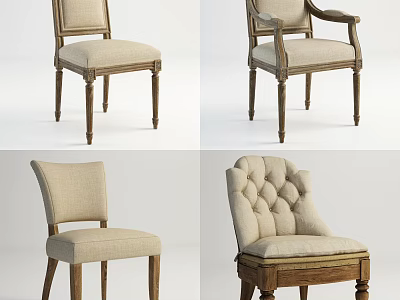 Elegant Accent Chair Designs With Upholstered Fabric Wooden Legs And Tufted Backrest 3d model