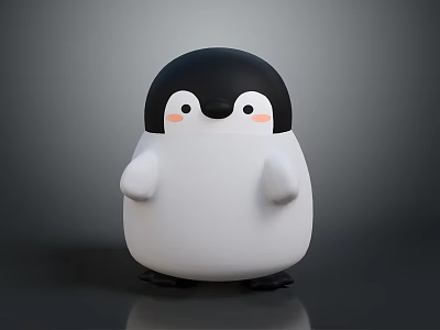 Cute 3D Animated Penguin Game Character With Round Body And Pink Cheeks 3d model