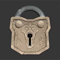 Decorative Metallic Padlock with Carved Design and Brass Finish for Household Use