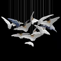 Hanging Bird Design Decorative Pendant With Spread Wings In White And Blue