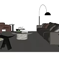 Modern Italian Sofa Coffee Table Combination Leather Sofa Single Sofa Floor Lamp Decoration Stool Side Table 3d model