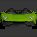 Vibrant Green Convertible Sports Car With Streamlined Body Black Interior And Rear Spoiler