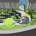Modern Landscape Design With Curved Pathways Green Spaces And Water Features 3d model