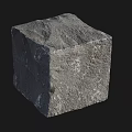 Natural Stone Cube With Rough Texture On Wooden Background Surface