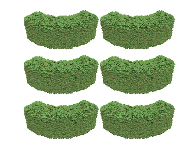 Six Well Trimmed Half Moon Shaped Green Garden Shrubs 3d model
