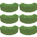 Six Well Trimmed Half Moon Shaped Green Garden Shrubs