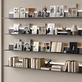 Stylish Home Interior With Wall Shelves Of Books Magazines And Decorative Items