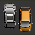 Two Small Yellow and Silver Compact Cars with Modern Exterior Design