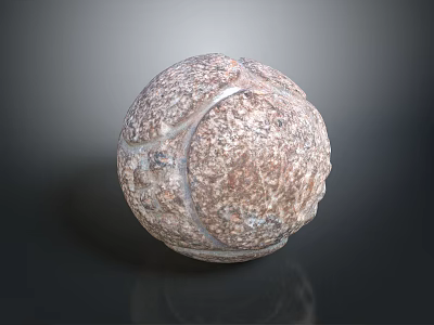 Handcrafted Stone Wood Decorative Ball With Textured Surface And Natural Patterns 3d model