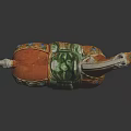 Traditional Tri Color Glazed Ceramic Horse Artwork With Green Saddle And Orange Body