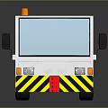 White Tow Truck 3D Render With Orange Warning Light Yellow Black Stripes And Reflective Surface