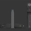 Modern Tactical Black Pistol with Magazine and Accessories on Reflective Surface 3d model