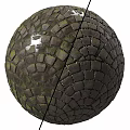 Spherical Mosaic Tile Assembly With Dark Green Geometric Pattern Texture