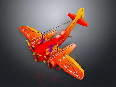 3D Model Of A Stylized Passenger Plane With Vibrant Colors 3d model