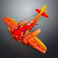 3D Model Of A Stylized Passenger Plane With Vibrant Colors