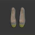 Diane Women's Flat Shoes White and Yellow Round Toe with Smooth Upper and Brown Sole