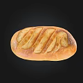 Freshly Baked Golden Crust Bread With Sliced Top On Black Background