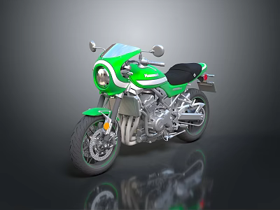 Green Vintage Motorcycle With Black Seat And Shiny Exterior Design 3d model