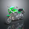 Green Vintage Motorcycle With Black Seat And Shiny Exterior Design