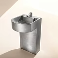 Modern Brushed Metal Washbasin Design With Sleek Faucet And Minimalist Structure