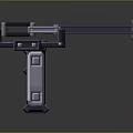 Industrial Mechanical Weapon 3D Model With Metal Frame Spring And Blue Straps Design