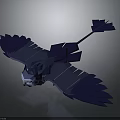 Blue Origami Bird With Spread Wings White Head And Arrow Shaped Tail