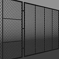 Durable Black Metal Fence With Grid Mesh Design And Connected Panel Sections 3d model