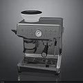 Modern Stainless Steel Espresso Machine With Pressure Gauge Control Buttons And Top Container