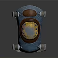 Blue Knee Pad With Brown Leather Yellow Panel And Metal Buckles Design