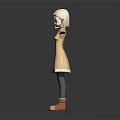 Elf Character With White Hair Beige Trench Coat Pink Inner And Arms Outstretched