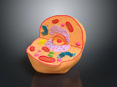 Cell Structure Model Displaying Organelles As Fundamental Units Of Organs And Hair 3d model