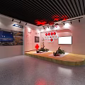 Person Learning Fire Extinguisher Use Method At Fire Safety Exhibition Wall With Flame Design