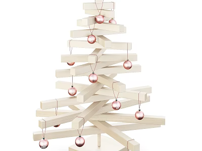 Modern Wooden Christmas Tree Modern Realistic Decorative Ornaments Christmas Tree Wooden 3d model