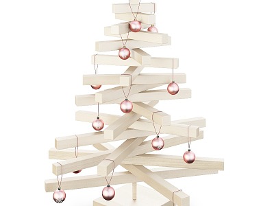 Modern Wooden Christmas Tree Modern Realistic Decorative Ornaments Christmas Tree Wooden 3d model