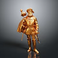 Golden Armored Man Statue With Sword Cloak And Medieval Knight Design
