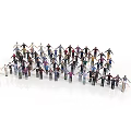Group of Small Colored Men Model Figures Standing Together in Arrangement