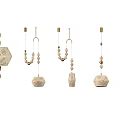 Modern Beaded Chandeliers With Geometric Shapes And Gold Accents For Home Decor