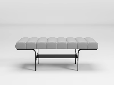 Modern Upholstered Bed Bench With Tufted Surface And Black Metal Legs 3d model