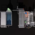 Industrial Equipment With Pipes Valves Control Panels And Metal Platform Structure