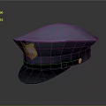Blue Uniform Hat With Badge Black Brim And Gold Button Detail