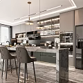Modern open kitchen 3d model
