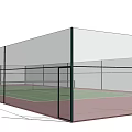 Indoor Tennis Court For Sports Fitness With Green Surface And Enclosed Netting
